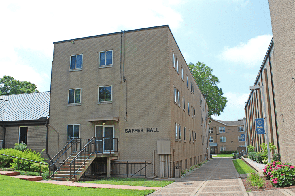 An external photo of Saffer Hall.