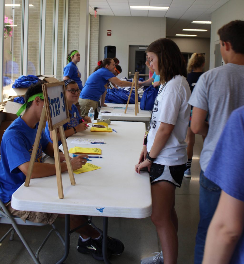 Students registering during an New Student Orientation.